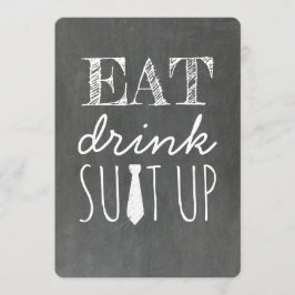 Ät Drink Kostym Up Funny Groomsman Inbjudningar