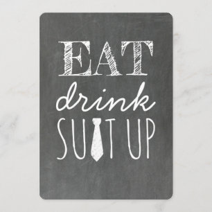 Ät Drink Kostym Up Funny Groomsman Inbjudningar