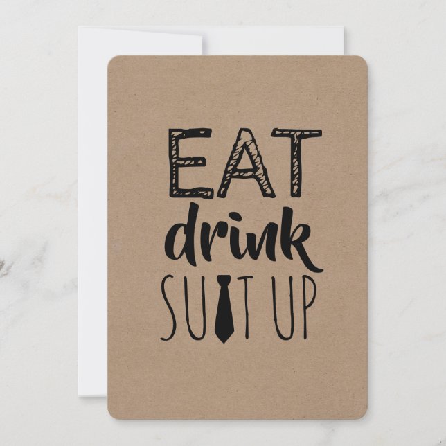 Ät Drink Kostym Up Funny Groomsman Inbjudningar (Framsida)