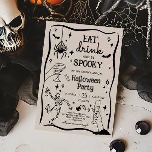 Ät Drink och Spooky Halloween fest Inbjudningar