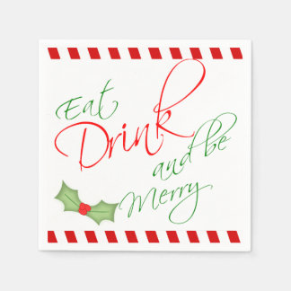 Ät Drink och vara God jul Holly Berry Pappersservett