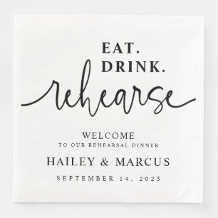 Ät Drink Rehearsal Dinner Napkins Pappersservett