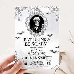 Ät Drink & Scary Gothic Halloween-Födelsedagsfest Inbjudningar