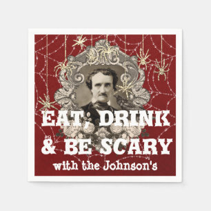 Ät Drink Scary Spider Halloween Kraft Webben Red Pappersservett