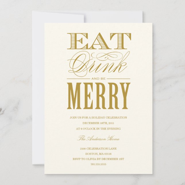 ÄT, DRINK & VAR GLAD | JULFIRANDE INVITATION INBJUDNINGAR (Framsida)