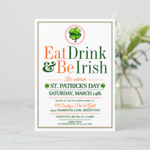 Ät/dryck/be Irish St.Pat's Party-inbjudningar Inbjudningar