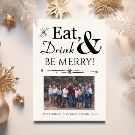 Ät dryck Behåll Retro Black Vit jul Inbjudningar