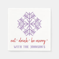Ät dryck Bläck Lila Red White Snöflingor