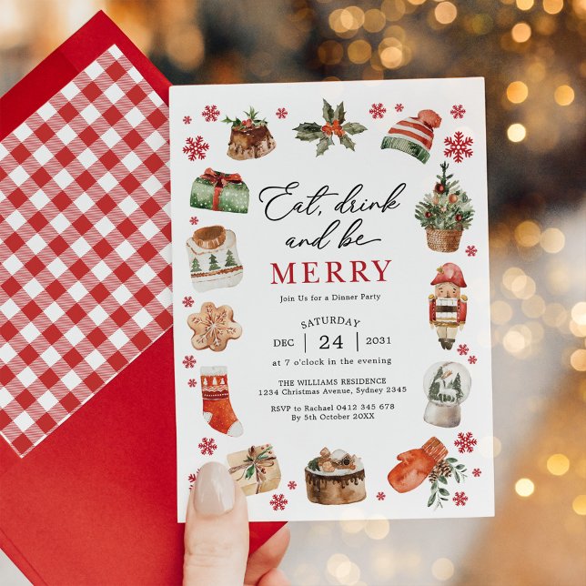 Ät dryck Bläddra i God jul Party Inbjudningar (Skapare uppladdad)