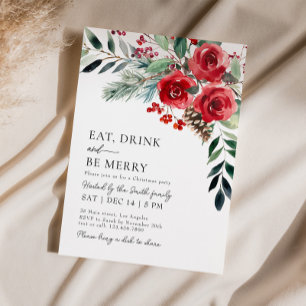 Ät dryck Bläddra i God jul Party Inbjudningar