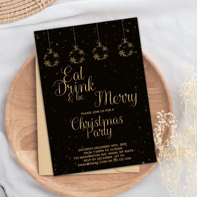 Ät dryck Bli God jul Julfest Inbjudningar (Eat Drink and be Merry Christmas Invitations)