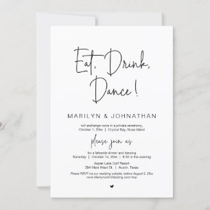 Ät, dryck, dans, Bröllop Elopement Middag Party Inbjudningar
