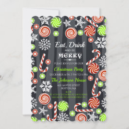 Ät dryck God jul Candy Snöflingor Inbjudningar