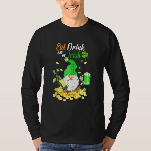 Ät dryck Grönt öl och var iriska Lycklig St Patric T Shirt (Framsida)