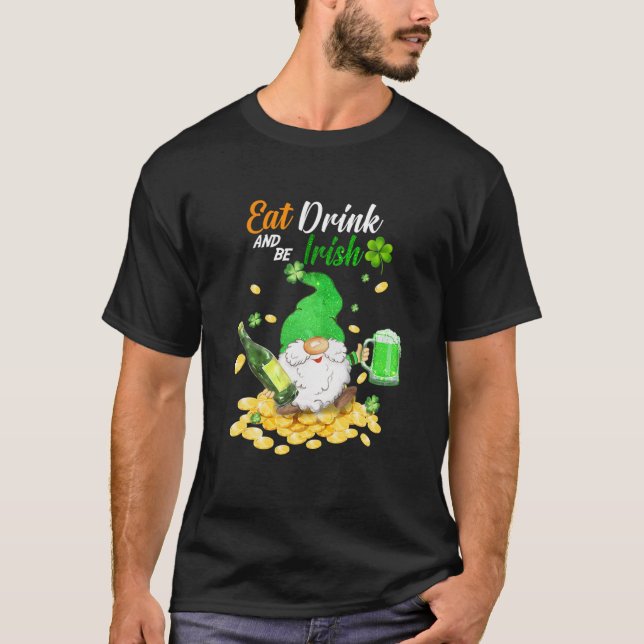 Ät dryck Grönt öl och var iriska Lycklig St Patric T Shirt (Framsida)