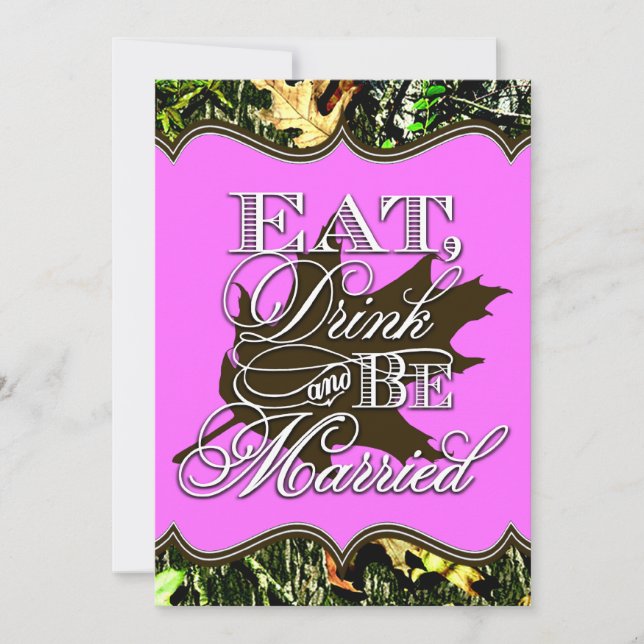 Ät dryck Married Hunting Camo bröllopsinbjudningar Inbjudningar (Framsida)