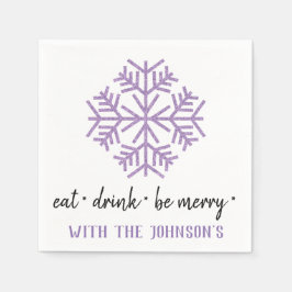 Ät dryck Mera Lila Plum Black White Snö Pappersservett