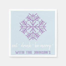 Ät dryck Mera Lila Vita blå Snöflingor Pappersservett