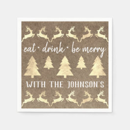 Ät dryck: Merry Guld Reindeer Kraft Bronze Whit Pappersservett