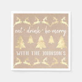 Ät dryck: Merry Guld Reindeer Kraft Cottage Lux Pappersservett