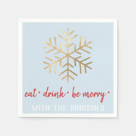 Ät dryck: Merry Red Guld White Blue Snowflake Pappersservett