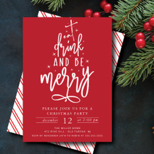 Ät dryck och be God jul Party Inbjudningar