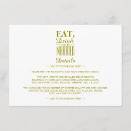 Ät, dryck och fyll i Guld Bröllop Tilläggskort