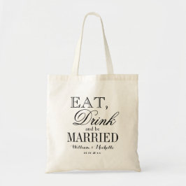 Ät dryck och gifta bröllopsfest tote bags tygkasse