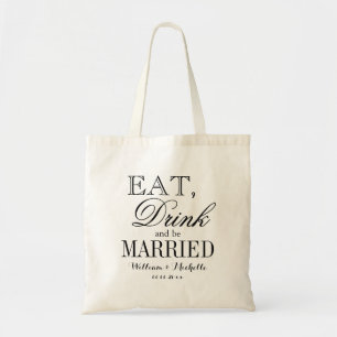 Ät dryck och gifta bröllopsfest tote bags tygkasse