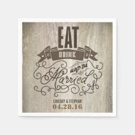 Ät dryck och gifta pappra servetter från bröllop