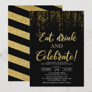 Ät dryck och känn Nyårsafton Party Invit Inbjudningar