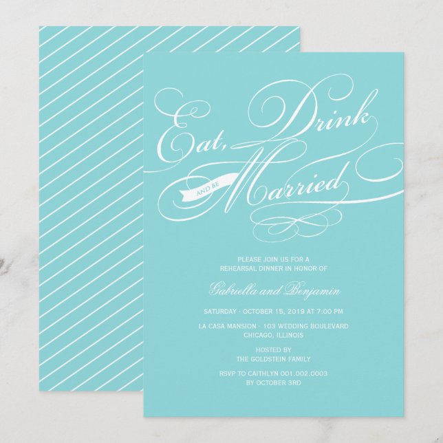 Ät dryck och präglad repetitionsmiddag Inbjudan (Fram/baksida)