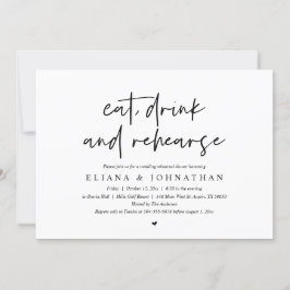 Ät, dryck och repetition, Bröllop Rehearsal Middag Inbjudningar