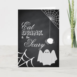 Ät dryck och ställ in Spindelnätet Halloween Kort