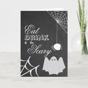 Ät dryck och ställ in Spindelnätet Halloween Kort
