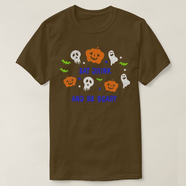 Ät dryck och var försiktig Halloween Party Tee (Design framsida)