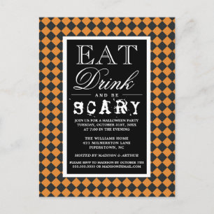 Ät dryck och var försiktig HAPPY HALLOWEEN PARTY Inbjudan Vykort