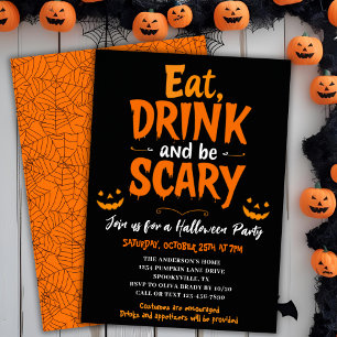 Ät dryck och var försiktig och fixerad Halloween f Inbjudningar