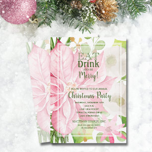 Ät dryck och var god Blommigt jul Party Inbjudningar