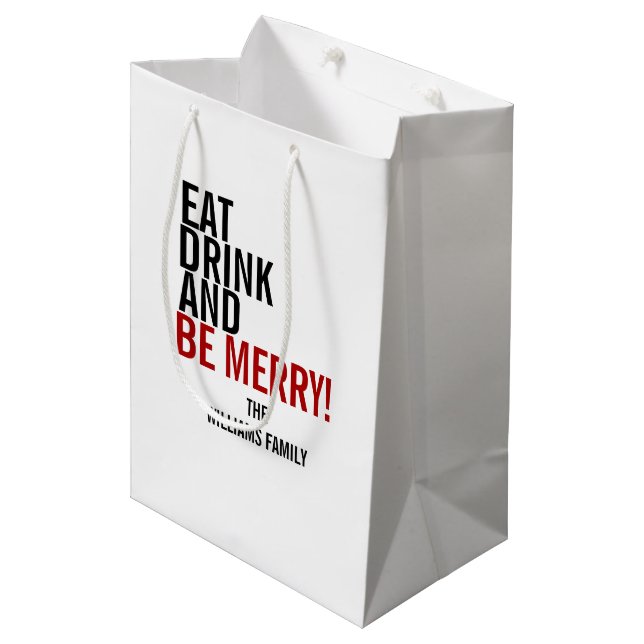 Ät dryck och var God jul Helgdag Gift Bag (Framsidan Vinklad)