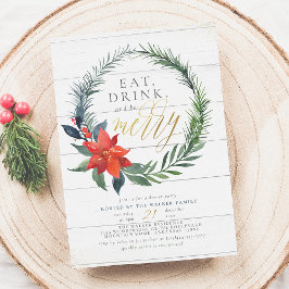 Ät dryck och var god | Rustic Wood Middag Party Inbjudningar