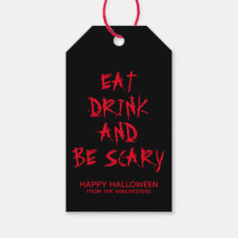 Ät dryck och var läskröd anpassningsbar Halloween Presentetikett