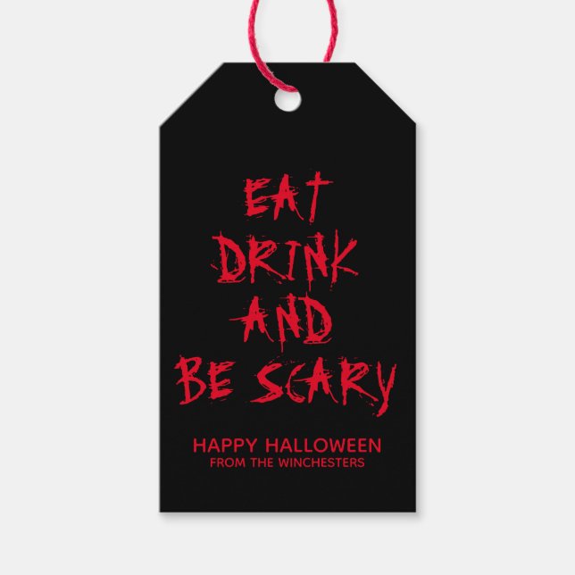 Ät dryck och var läskröd anpassningsbar Halloween Presentetikett (Framsidan)
