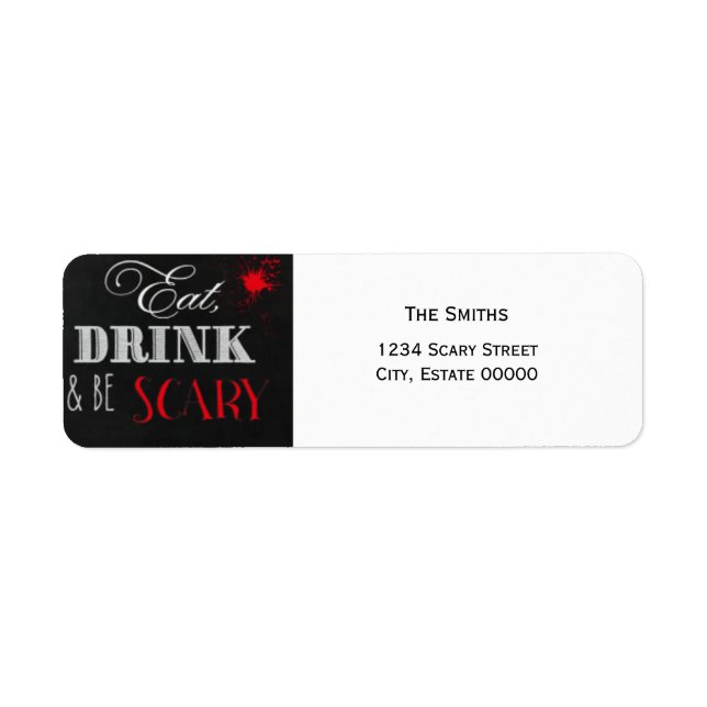 Ät dryck och var läskröd Halloween-etikett Returadress Etikett (Framsidan)
