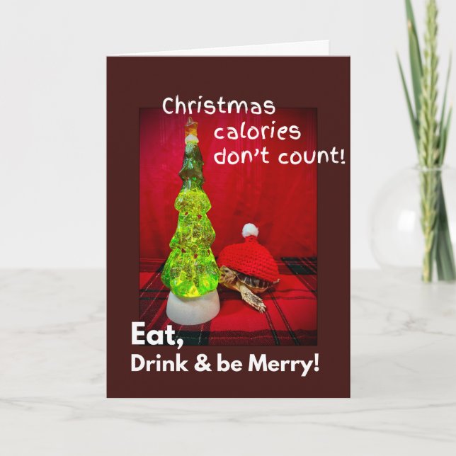 Ät dryck och var rolig, baby sulcata-sköldpadda kort (Framsida)