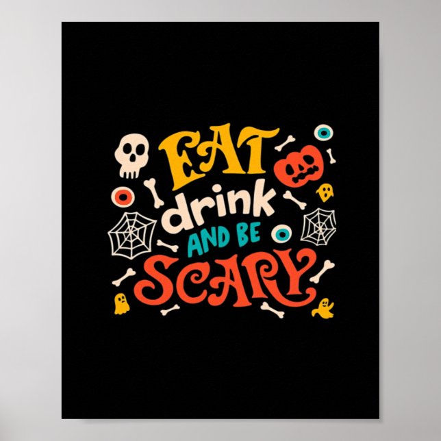 Ät dryck och var sansad Halloween-design, viktig Poster (Framsidan)
