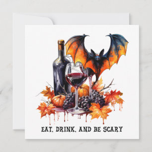 Ät dryck och var scary Fall Halloween Fladdermus o Inbjudningar