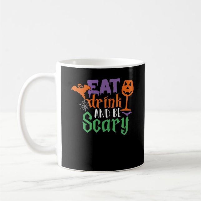 Ät dryck och var scary Halloween Classic Funny Tre Kaffemugg (Vänster)