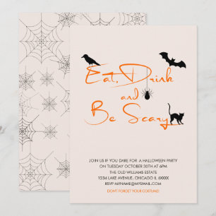 Ät dryck och var scary Halloween fest Card Inbjudningar
