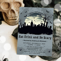 Ät dryck och var scary Halloween fest inbjudningar